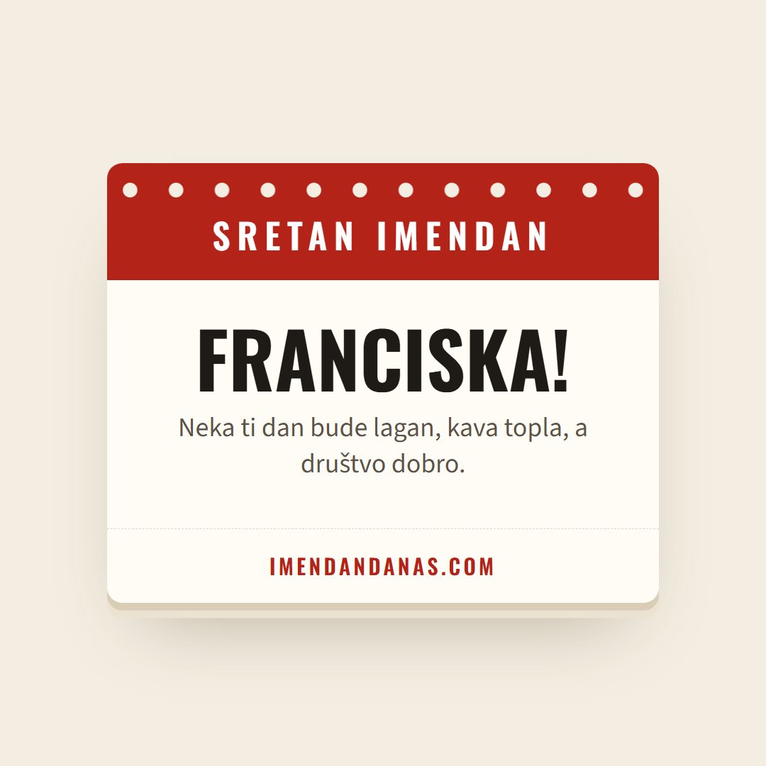 Čestitka: Sretan imendan, Franciska!