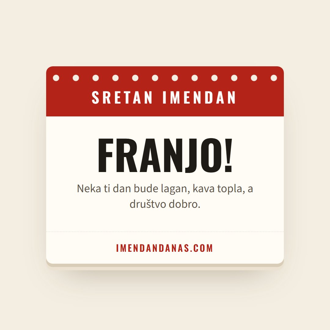 Čestitka: Sretan imendan, Franjo!