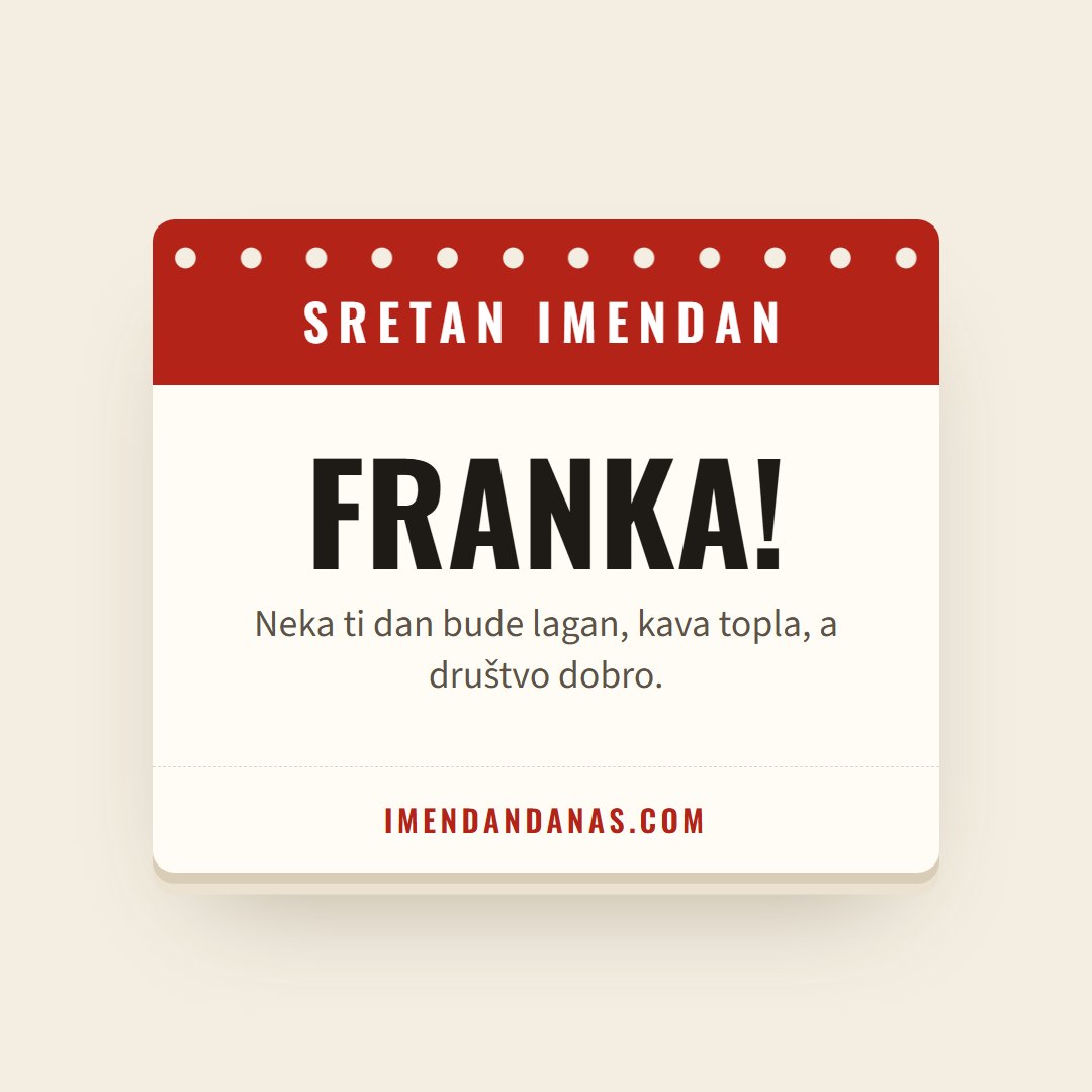 Čestitka: Sretan imendan, Franka!