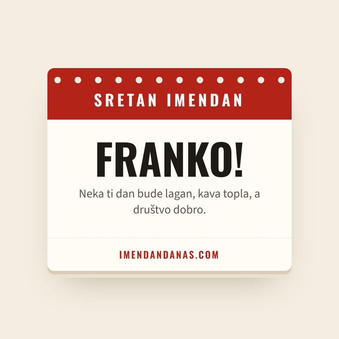 Čestitka: Sretan imendan, Franko!