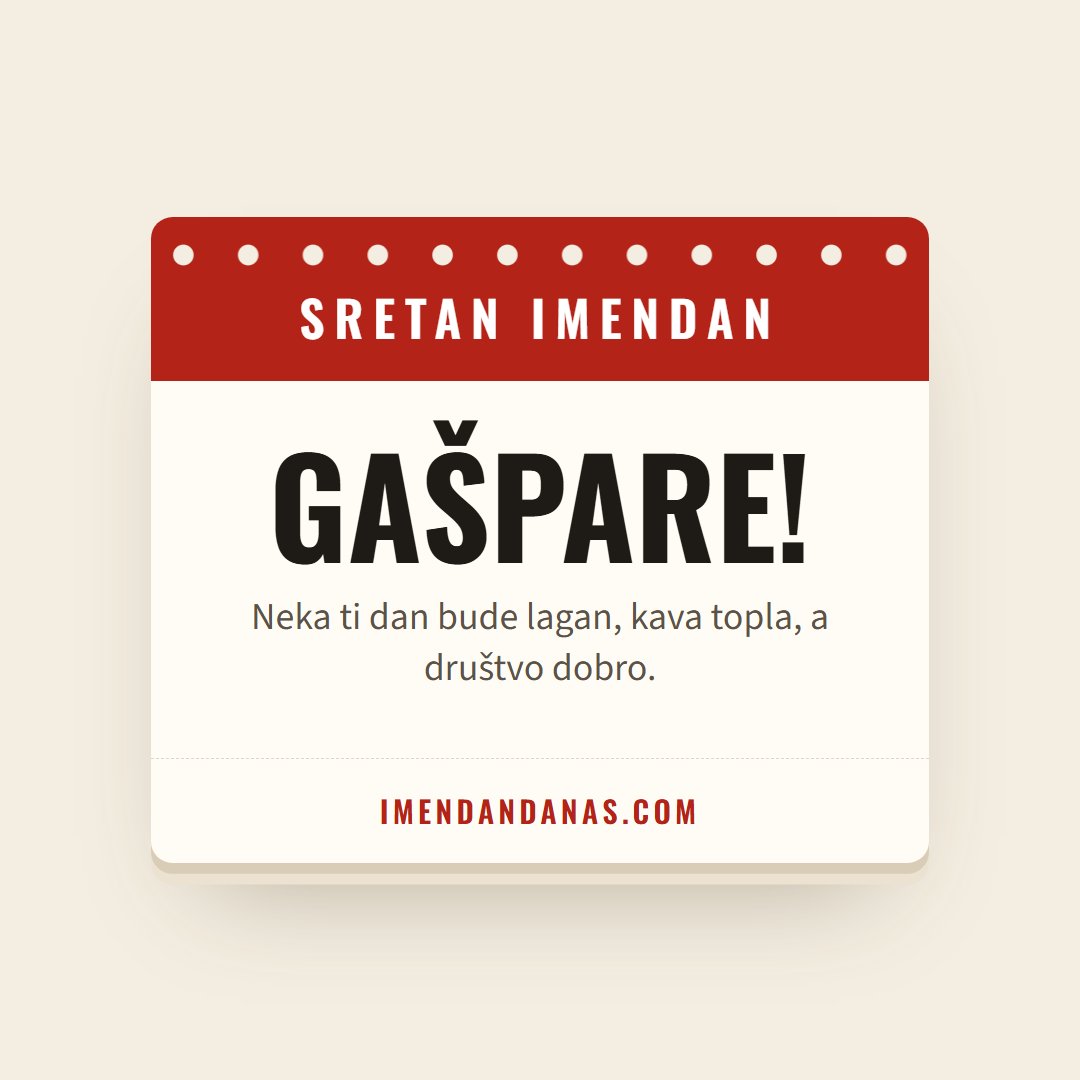 Čestitka: Sretan imendan, Gašpare!