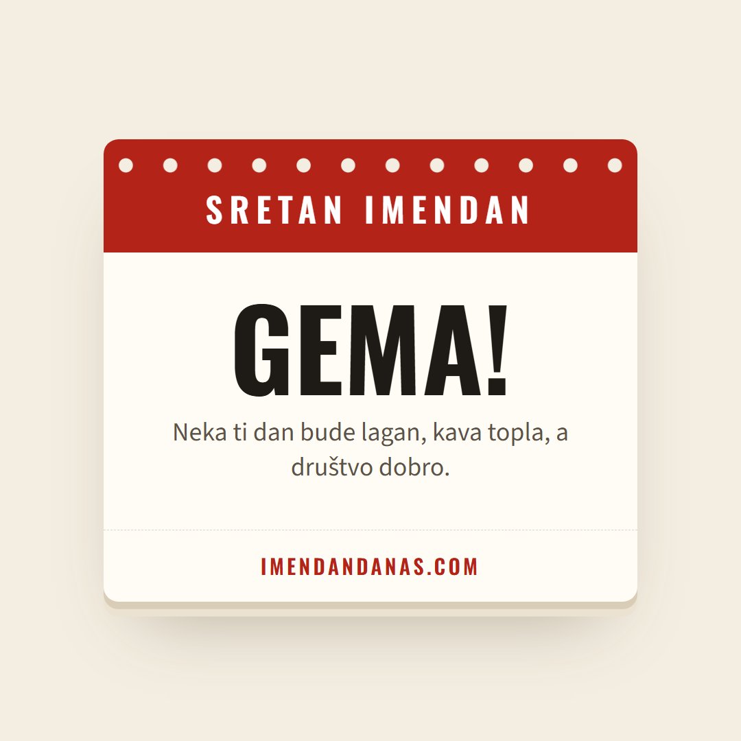 Čestitka: Sretan imendan, Gema!