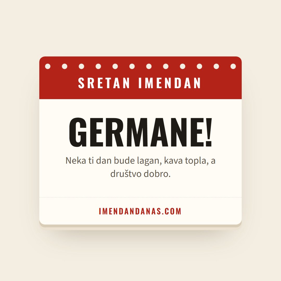 Čestitka: Sretan imendan, Germane!