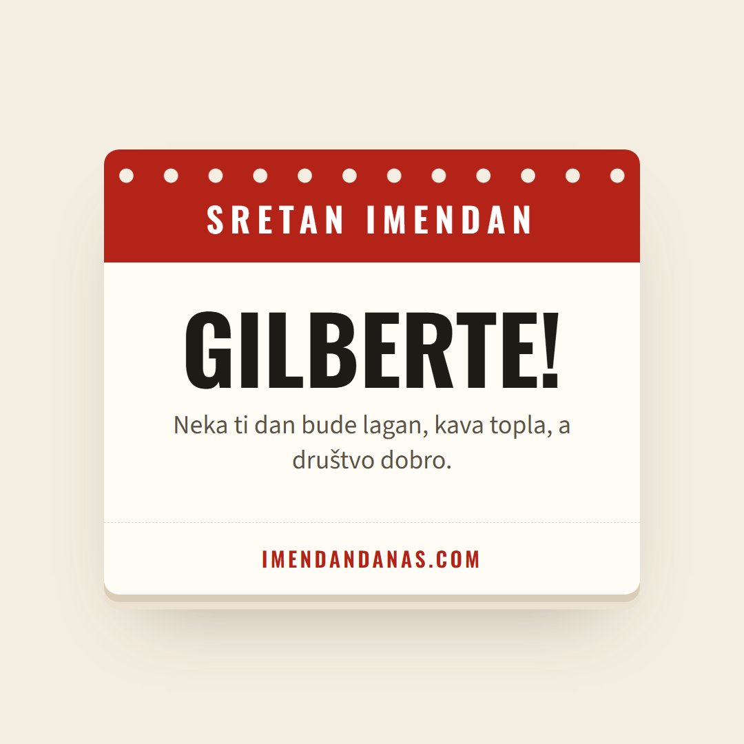 Čestitka: Sretan imendan, Gilberte!