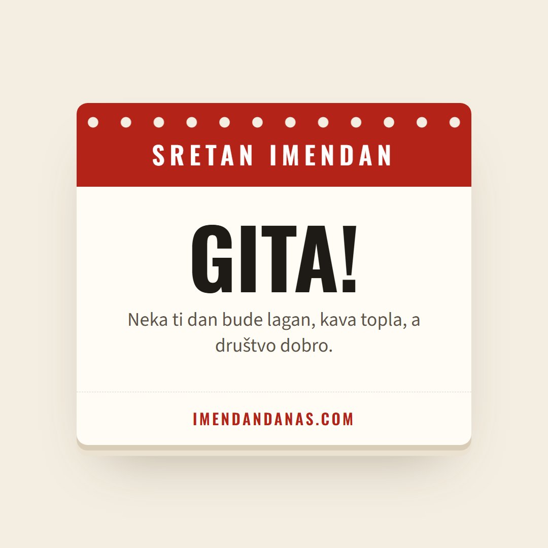 Čestitka: Sretan imendan, Gita!