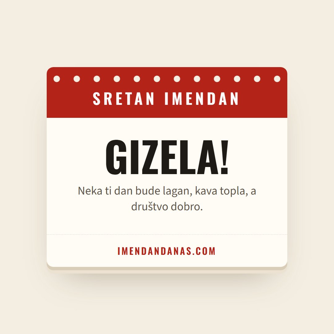 Čestitka: Sretan imendan, Gizela!