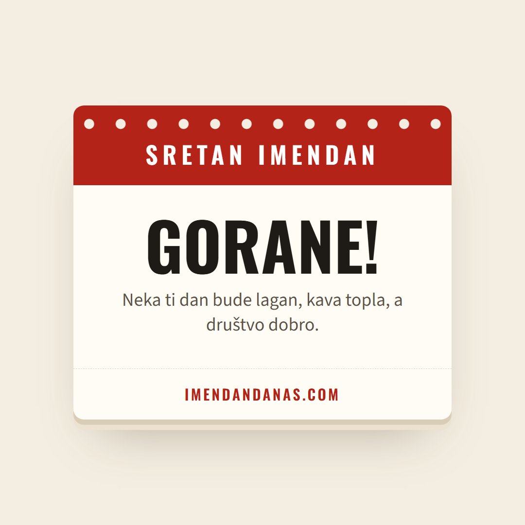 Čestitka: Sretan imendan, Gorane!