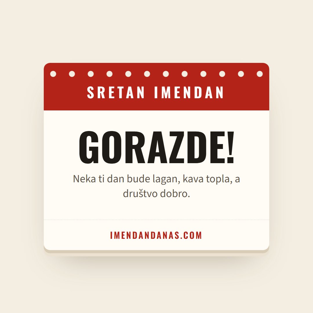 Čestitka: Sretan imendan, Gorazde!