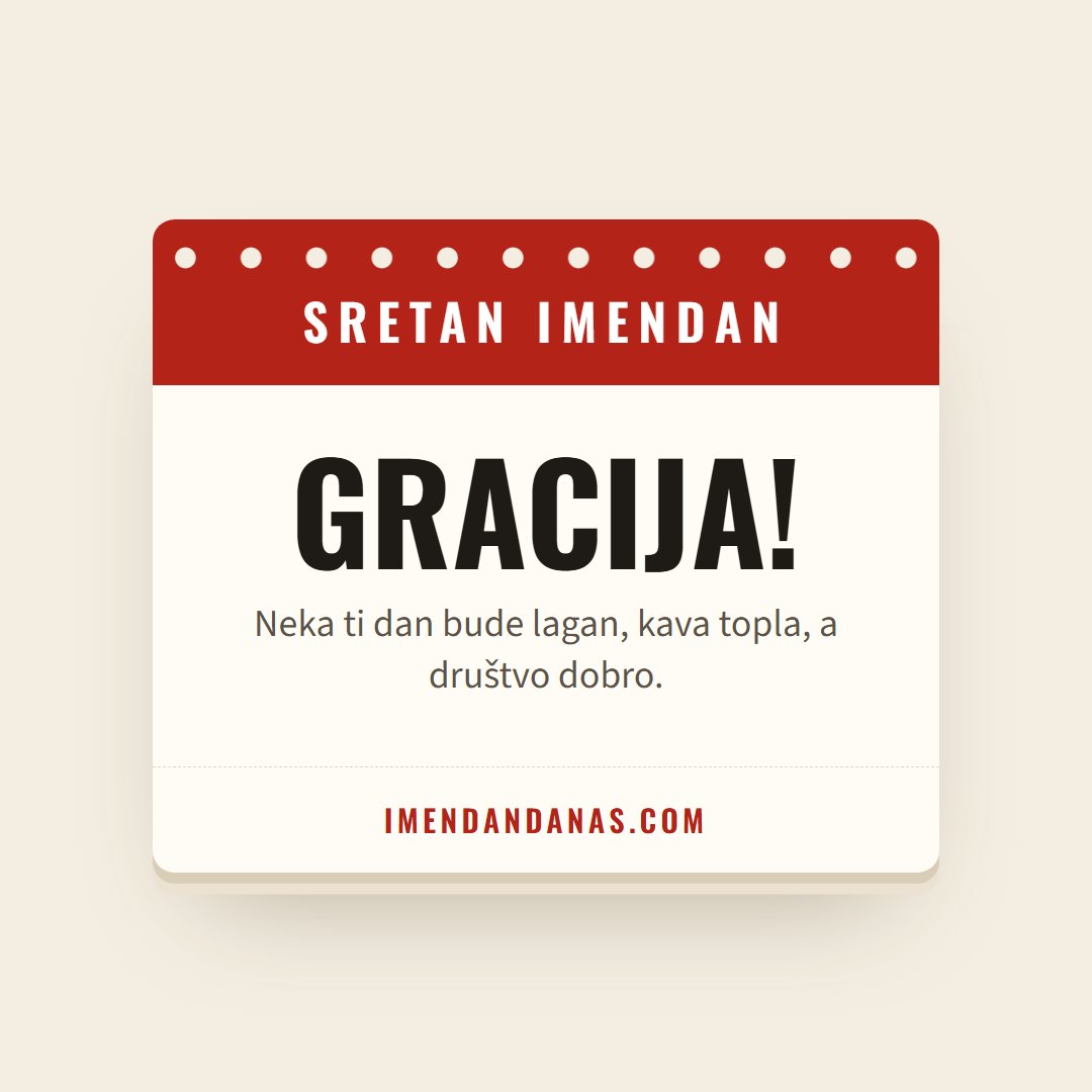 Čestitka: Sretan imendan, Gracija!