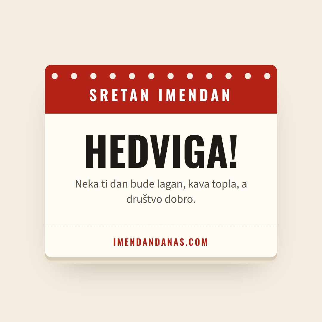 Čestitka: Sretan imendan, Hedviga!