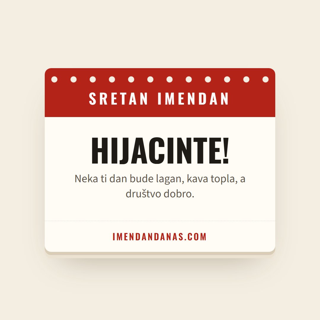 Čestitka: Sretan imendan, Hijacinte!