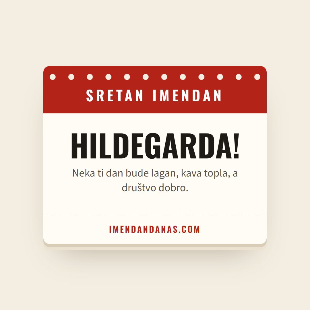 Čestitka: Sretan imendan, Hildegarda!