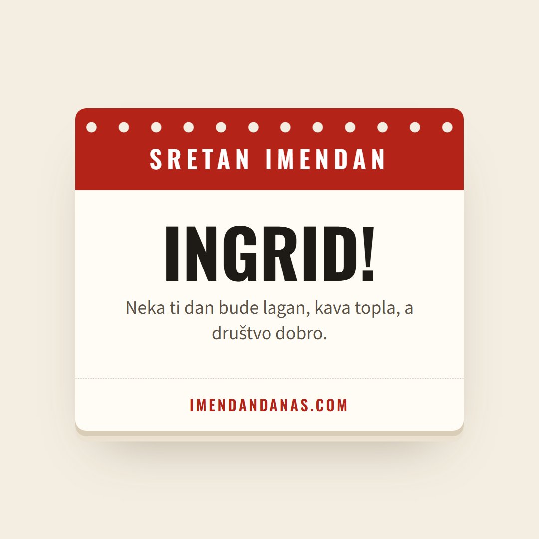 Čestitka: Sretan imendan, Ingrid!
