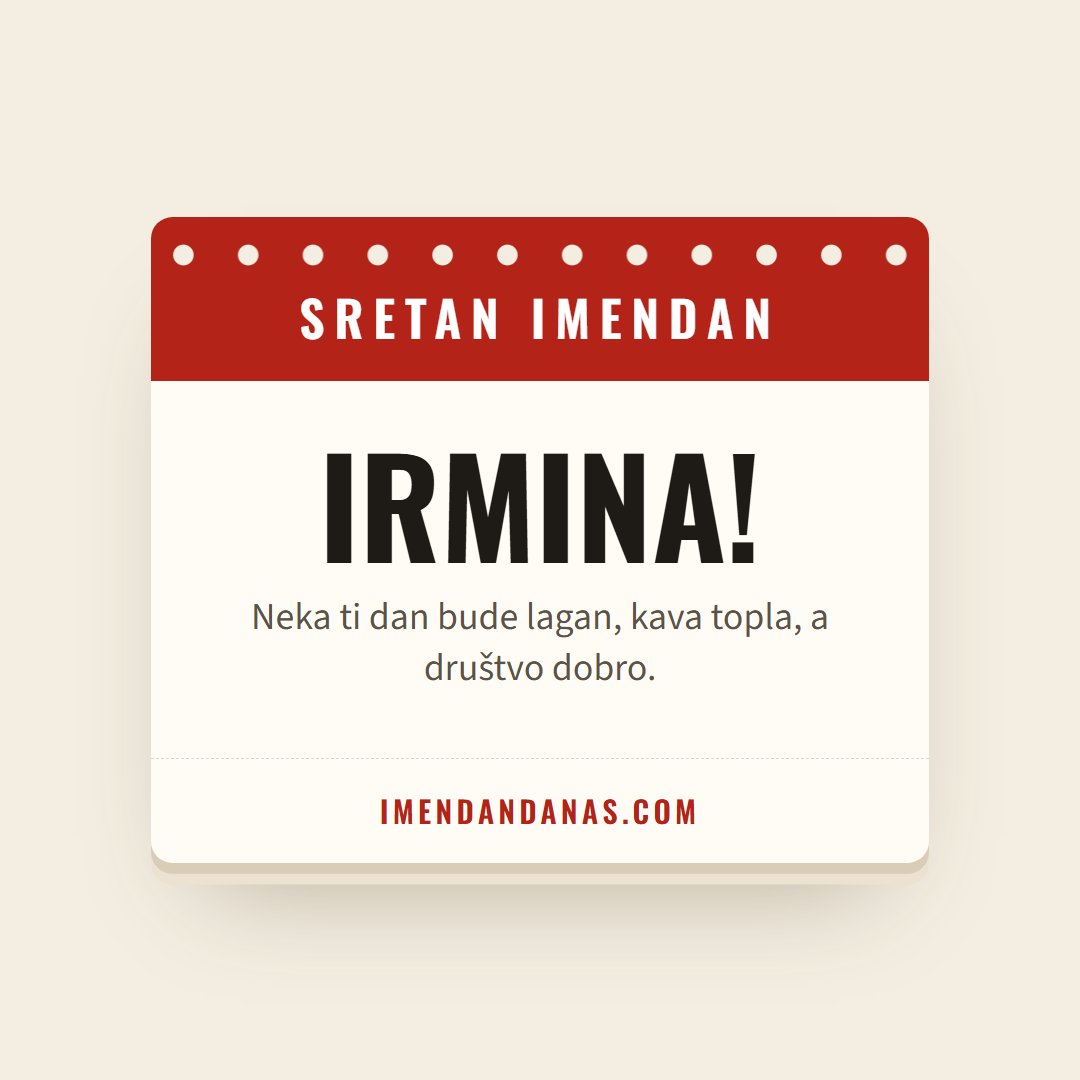 Čestitka: Sretan imendan, Irmina!