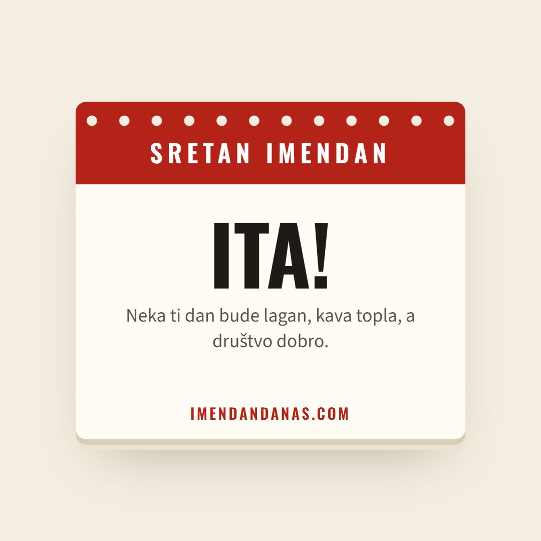 Čestitka: Sretan imendan, Ita!
