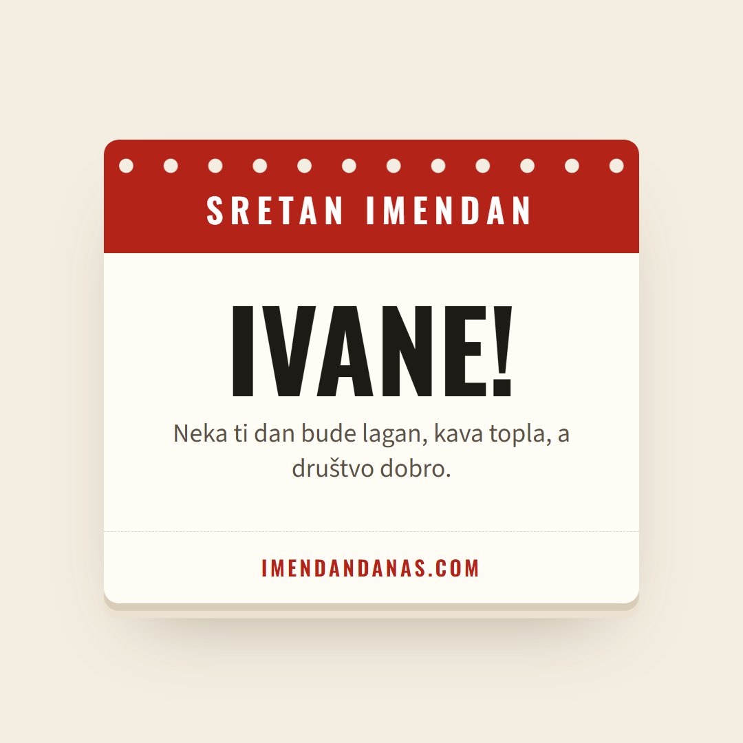 Čestitka: Sretan imendan, Ivane!
