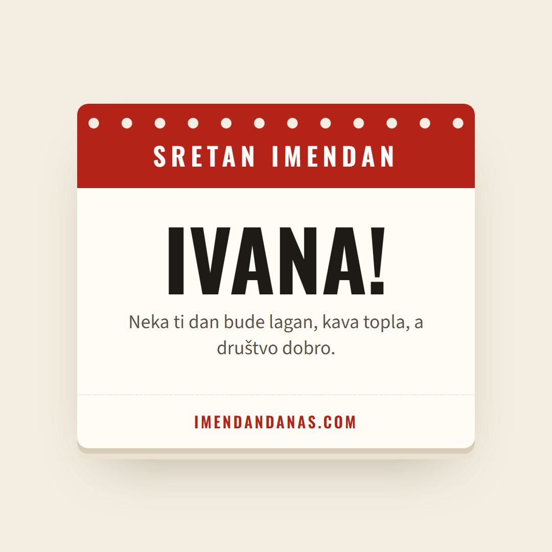 Čestitka: Sretan imendan, Ivana!