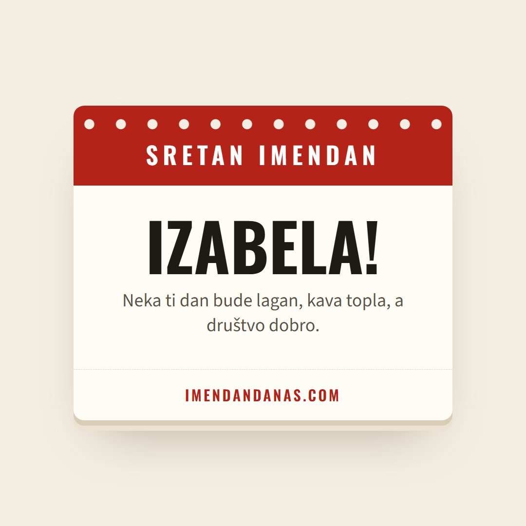 Čestitka: Sretan imendan, Izabela!