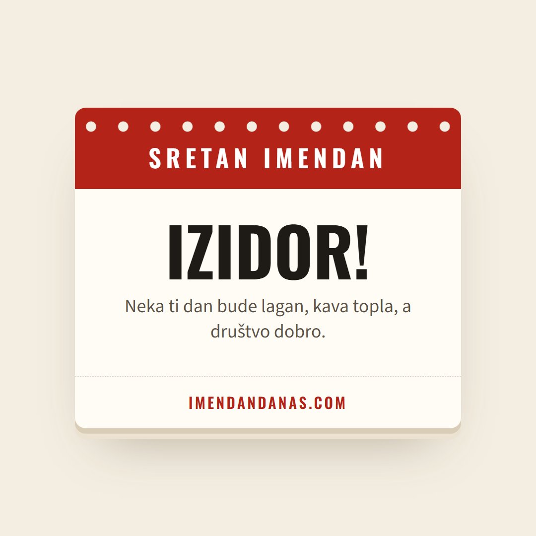 Čestitka: Sretan imendan, Izidore!