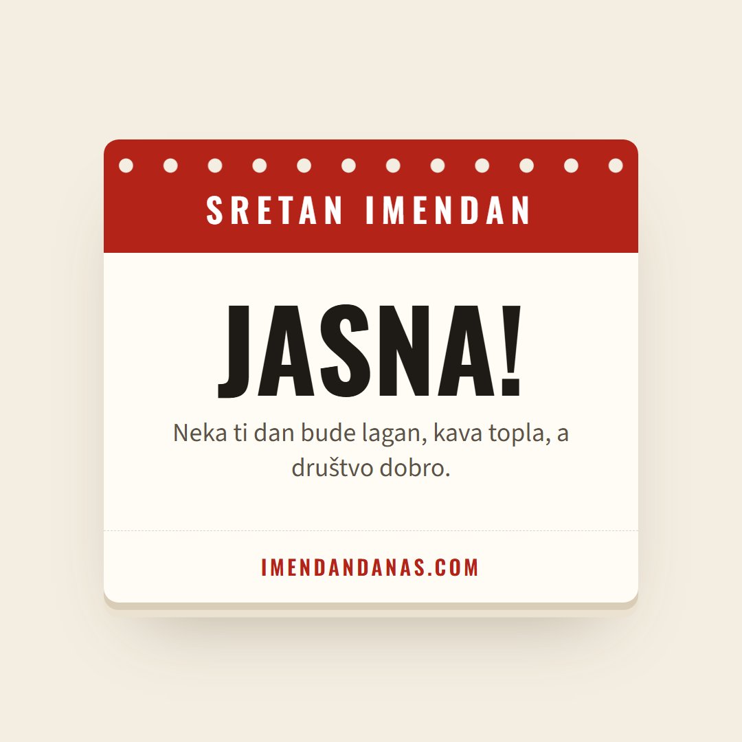 Čestitka: Sretan imendan, Jasna!