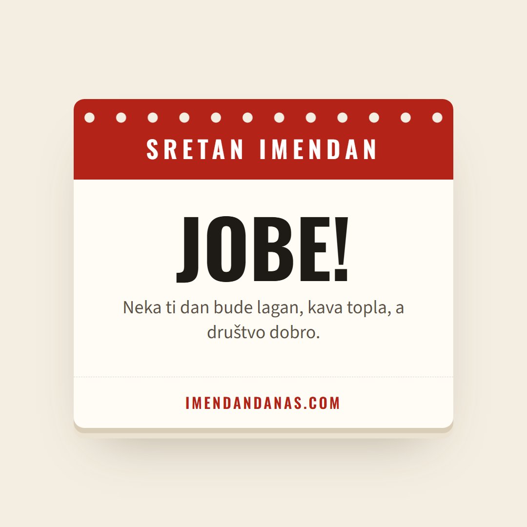 Čestitka: Sretan imendan, Jobe!