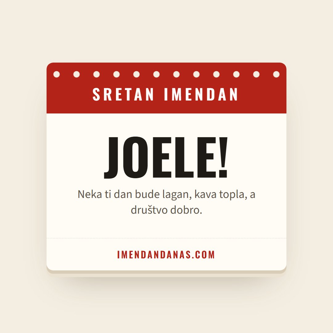 Čestitka: Sretan imendan, Joele!