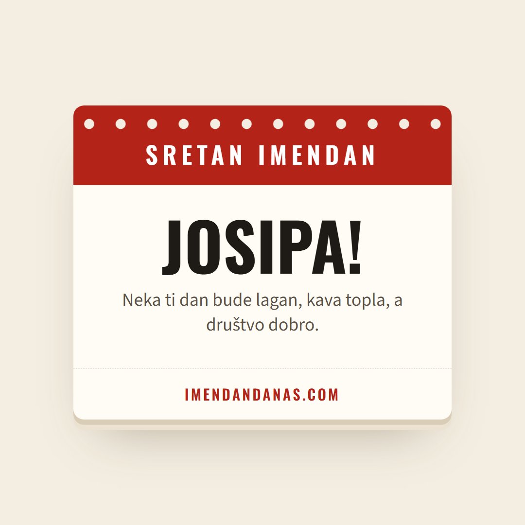 Čestitka: Sretan imendan, Josipa!