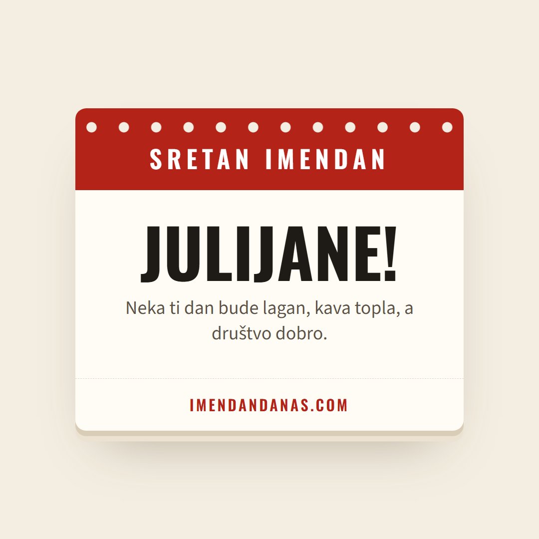 Čestitka: Sretan imendan, Julijane!