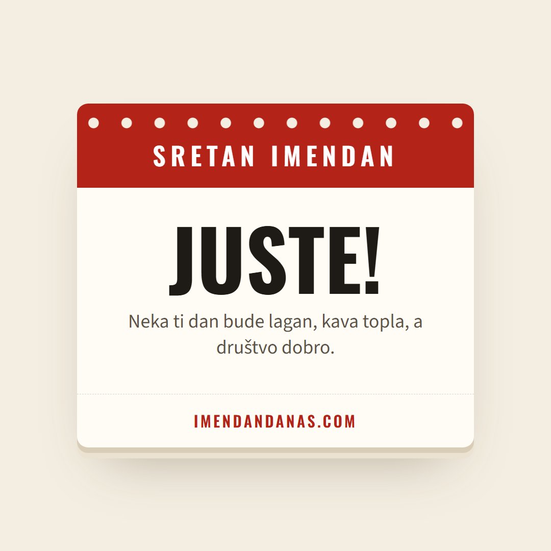 Čestitka: Sretan imendan, Juste!