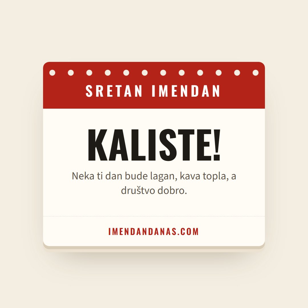 Čestitka: Sretan imendan, Kaliste!