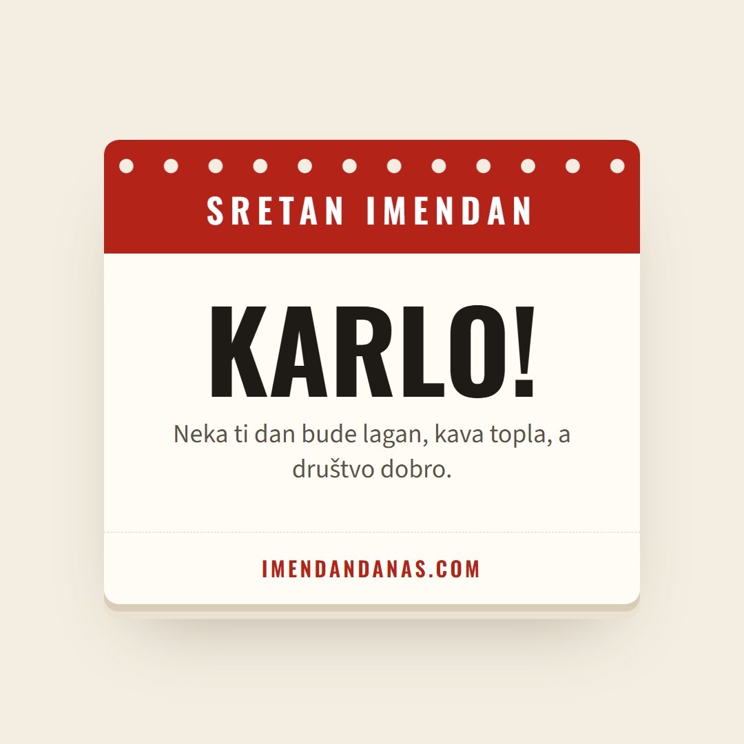 Čestitka: Sretan imendan, Karlo!