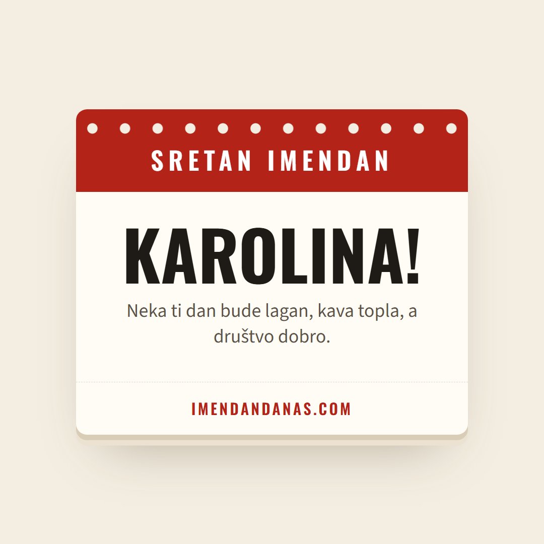 Čestitka: Sretan imendan, Karolina!