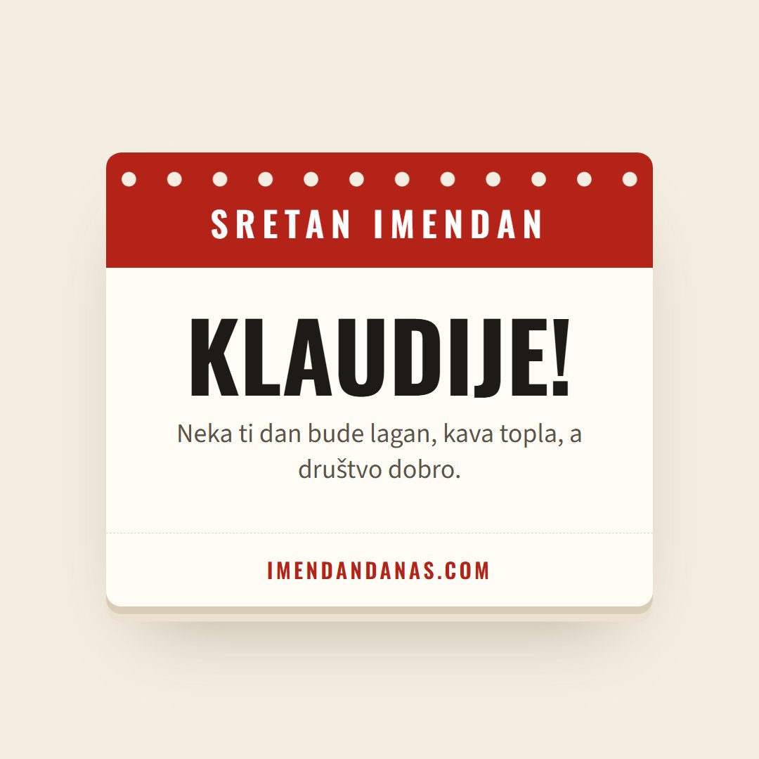 Čestitka: Sretan imendan, Klaudije!