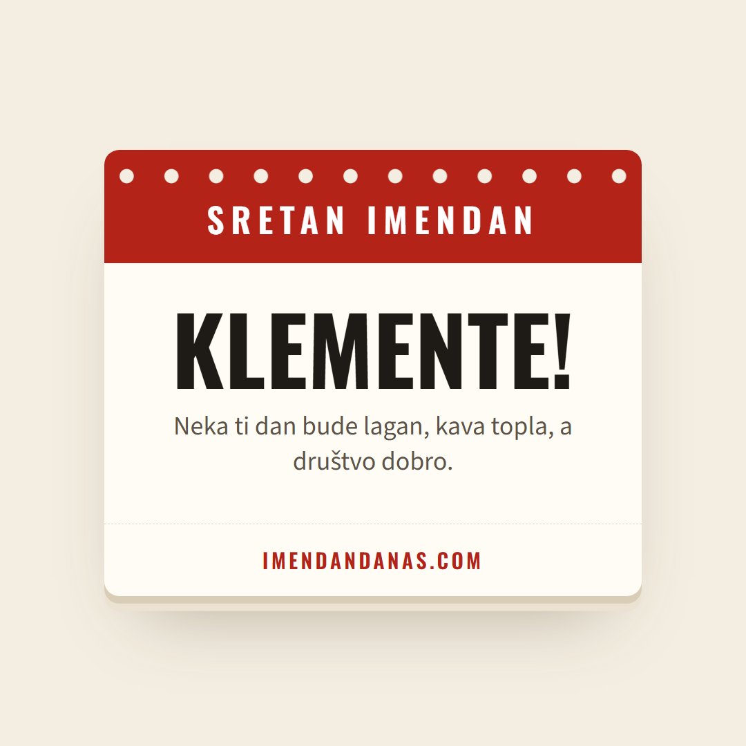 Čestitka: Sretan imendan, Klemente!
