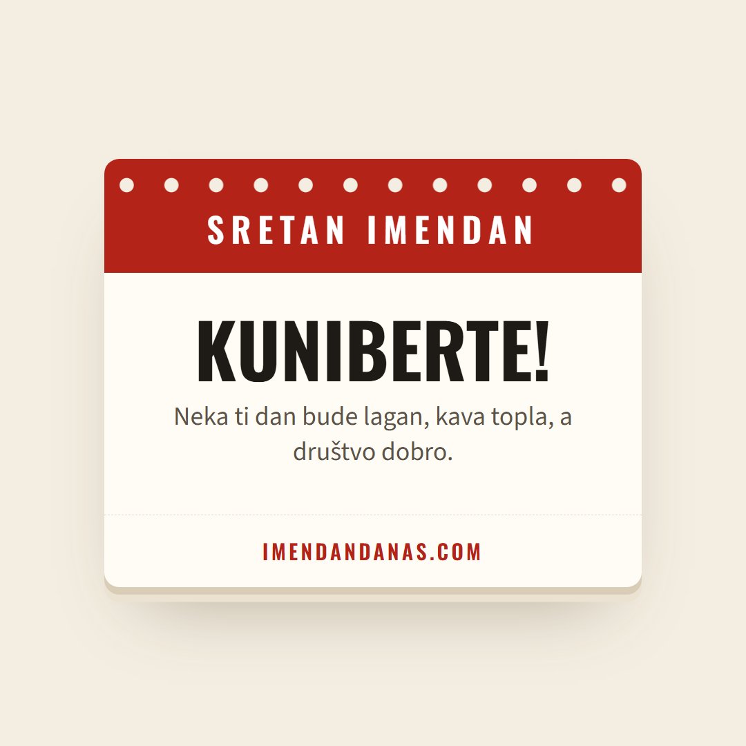 Čestitka: Sretan imendan, Kuniberte!
