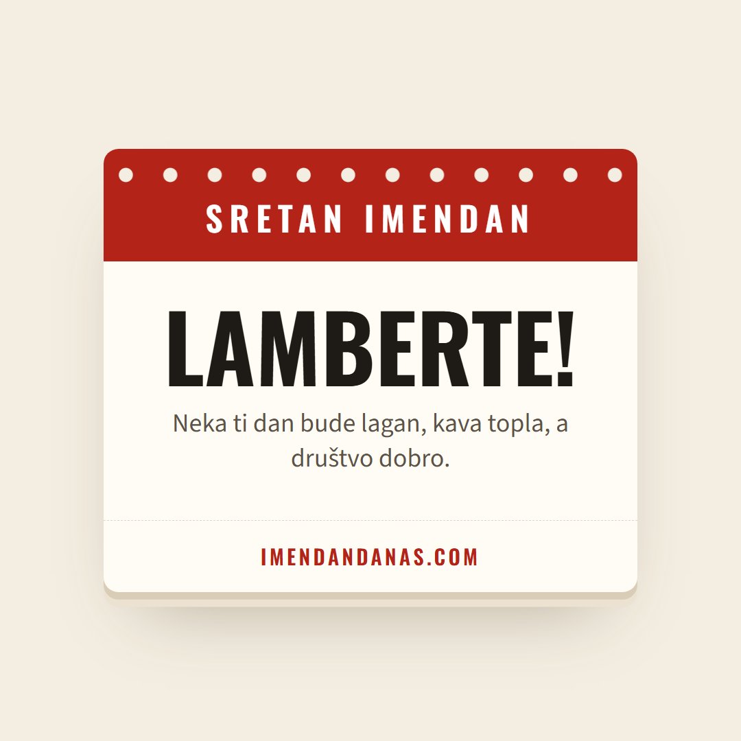 Čestitka: Sretan imendan, Lamberte!