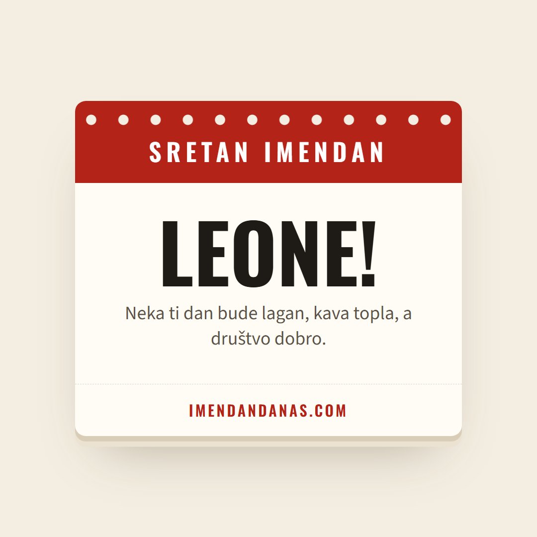 Čestitka: Sretan imendan, Leone!