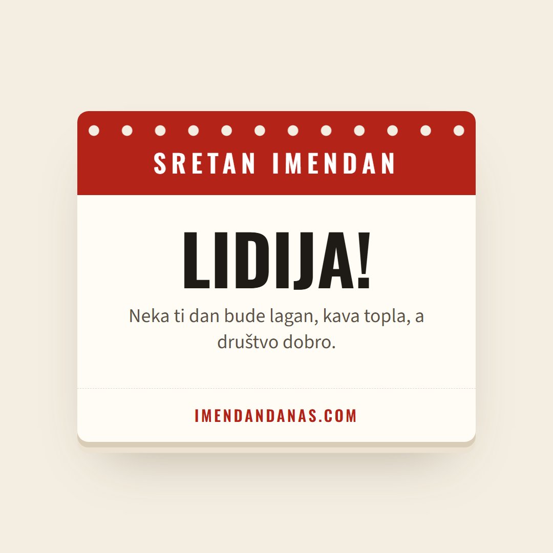 Čestitka: Sretan imendan, Lidija!