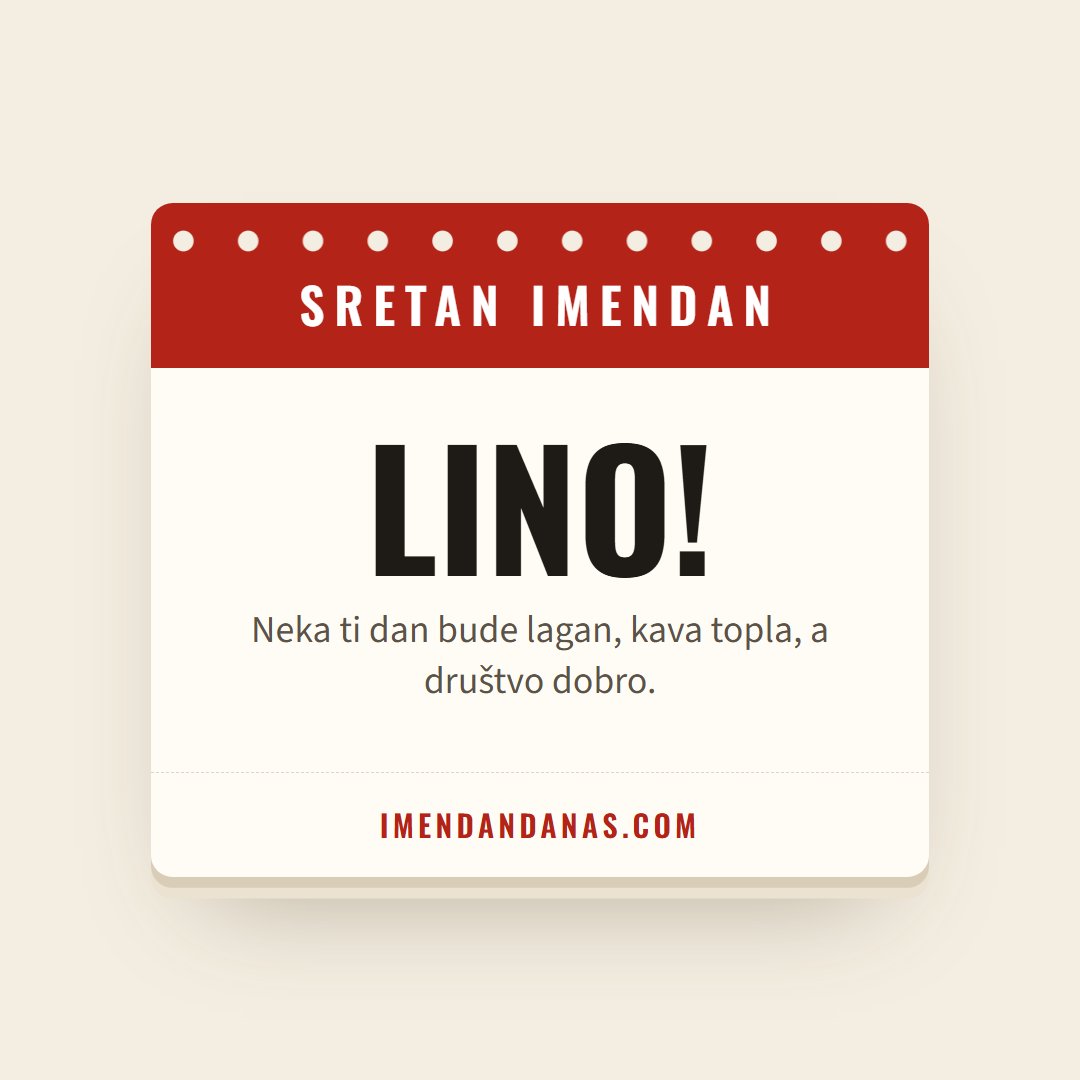 Čestitka: Sretan imendan, Lino!