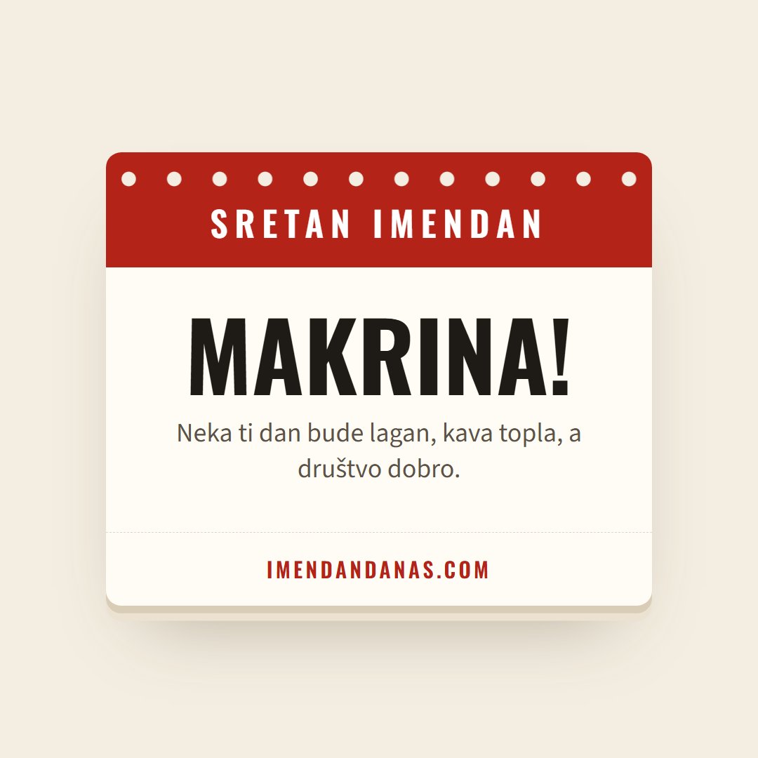 Čestitka: Sretan imendan, Makrina!