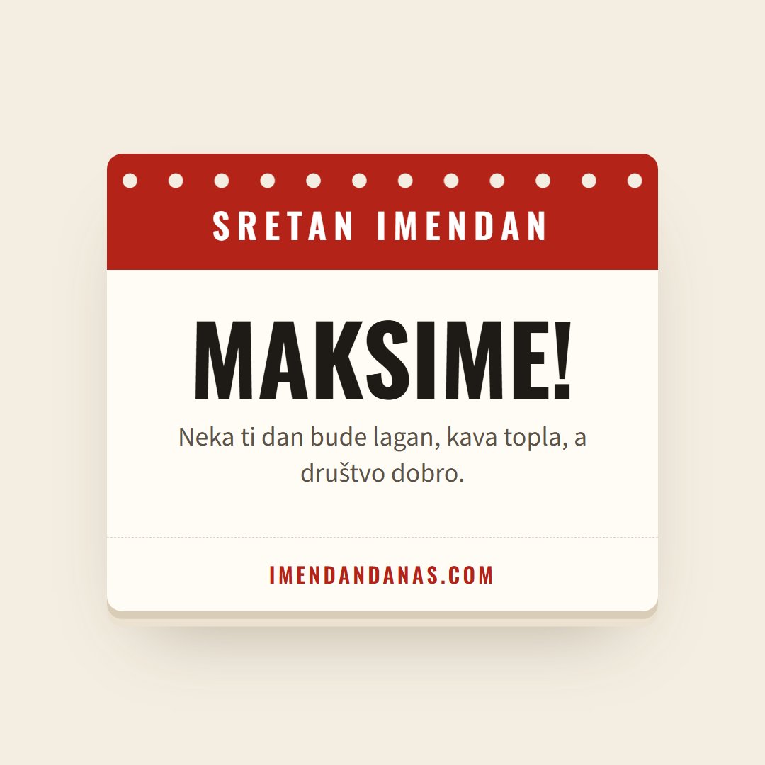 Čestitka: Sretan imendan, Maksime!
