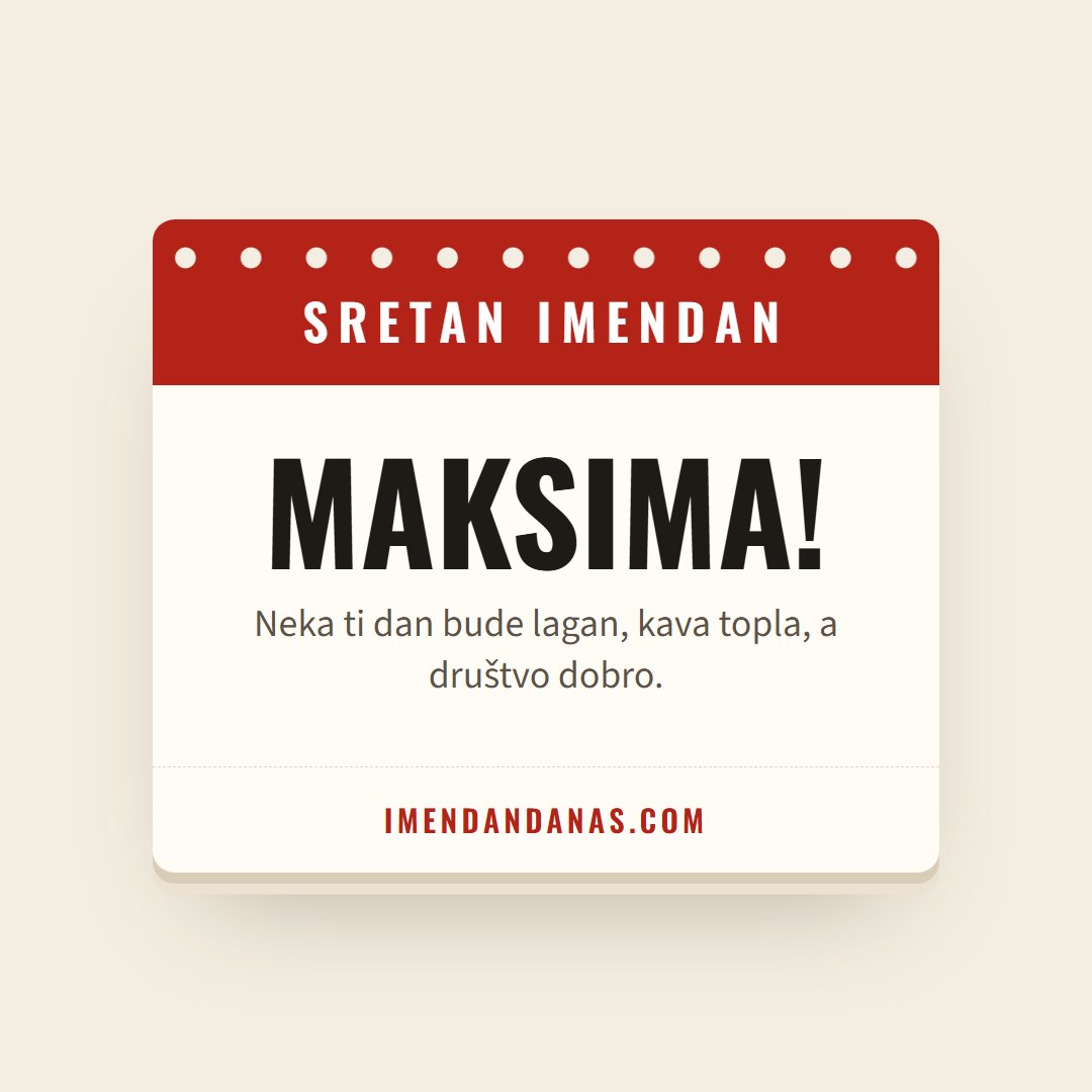 Čestitka: Sretan imendan, Maksima!
