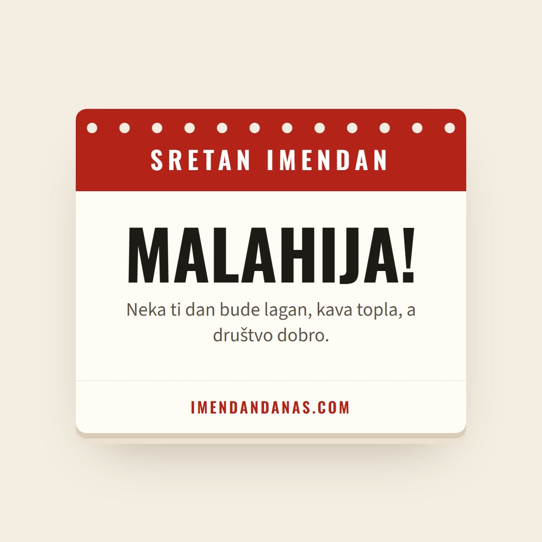Čestitka: Sretan imendan, Malahija!