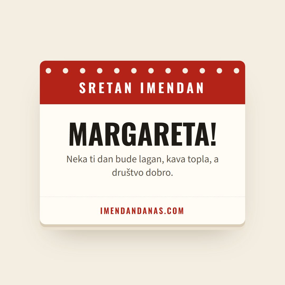 Čestitka: Sretan imendan, Margareta!