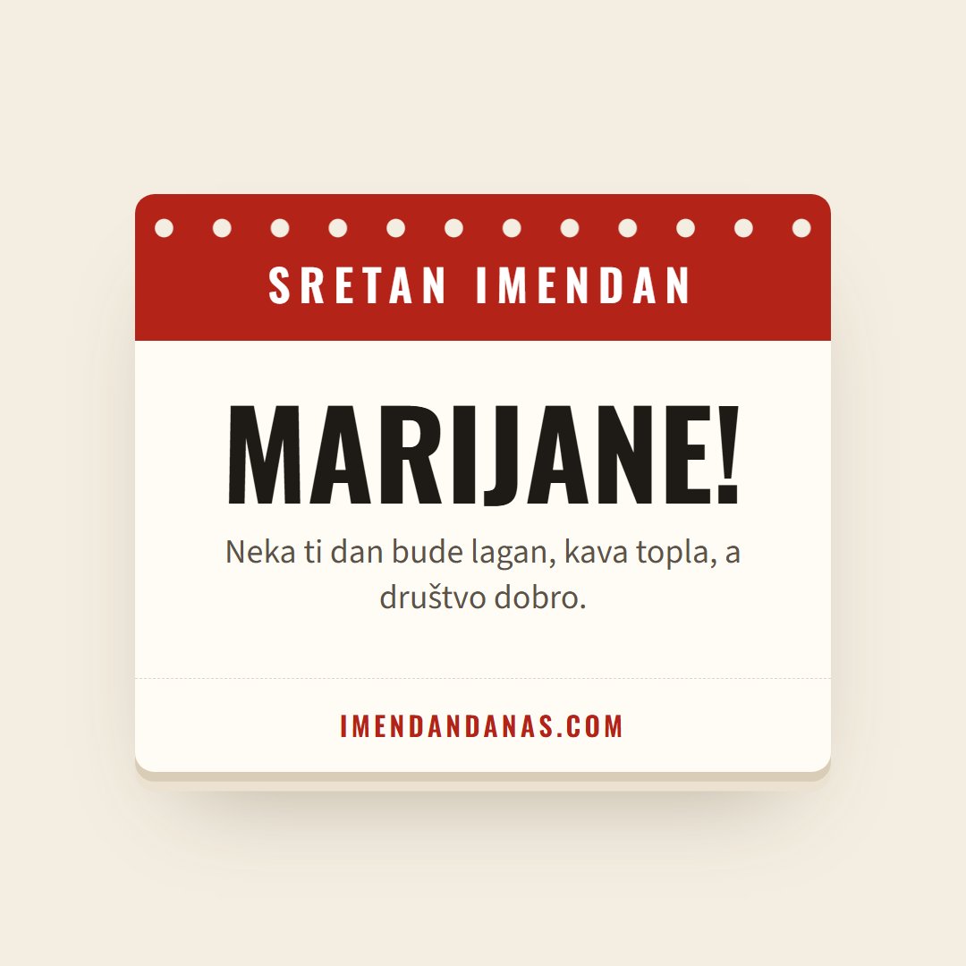 Čestitka: Sretan imendan, Marijane!