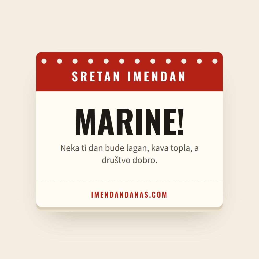 Čestitka: Sretan imendan, Marine!