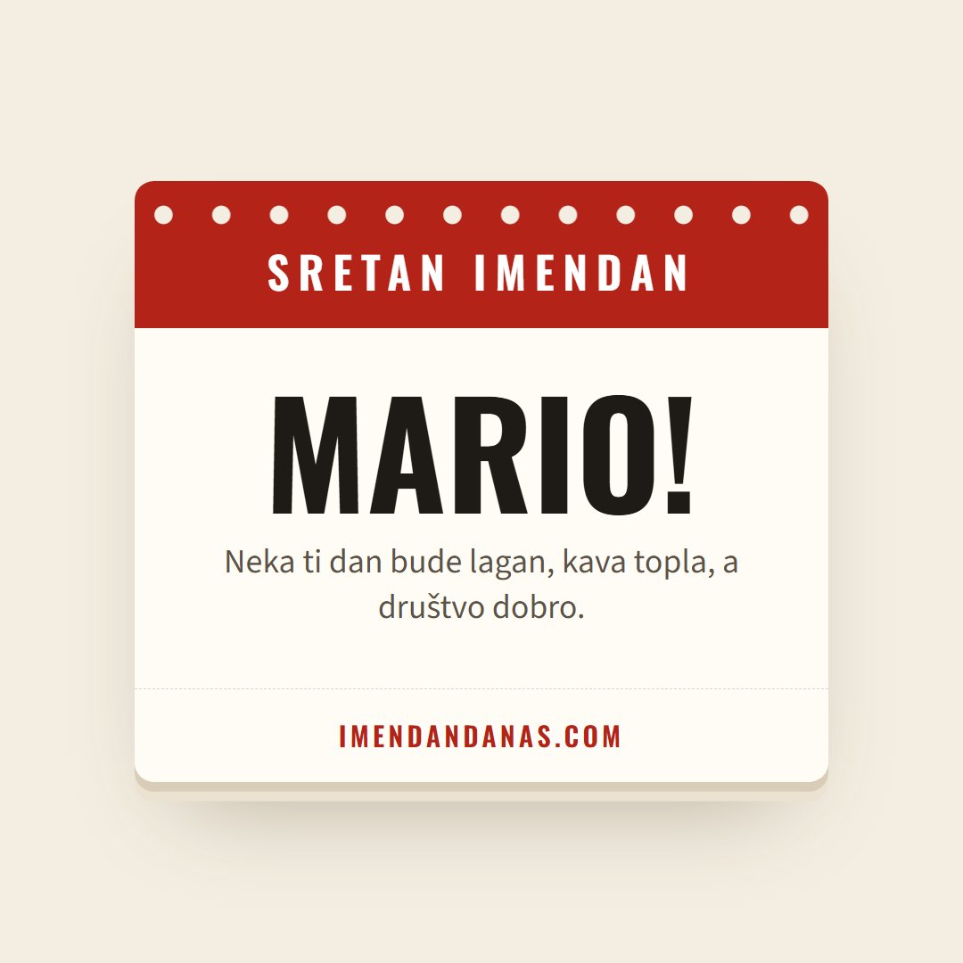 Čestitka: Sretan imendan, Mario!