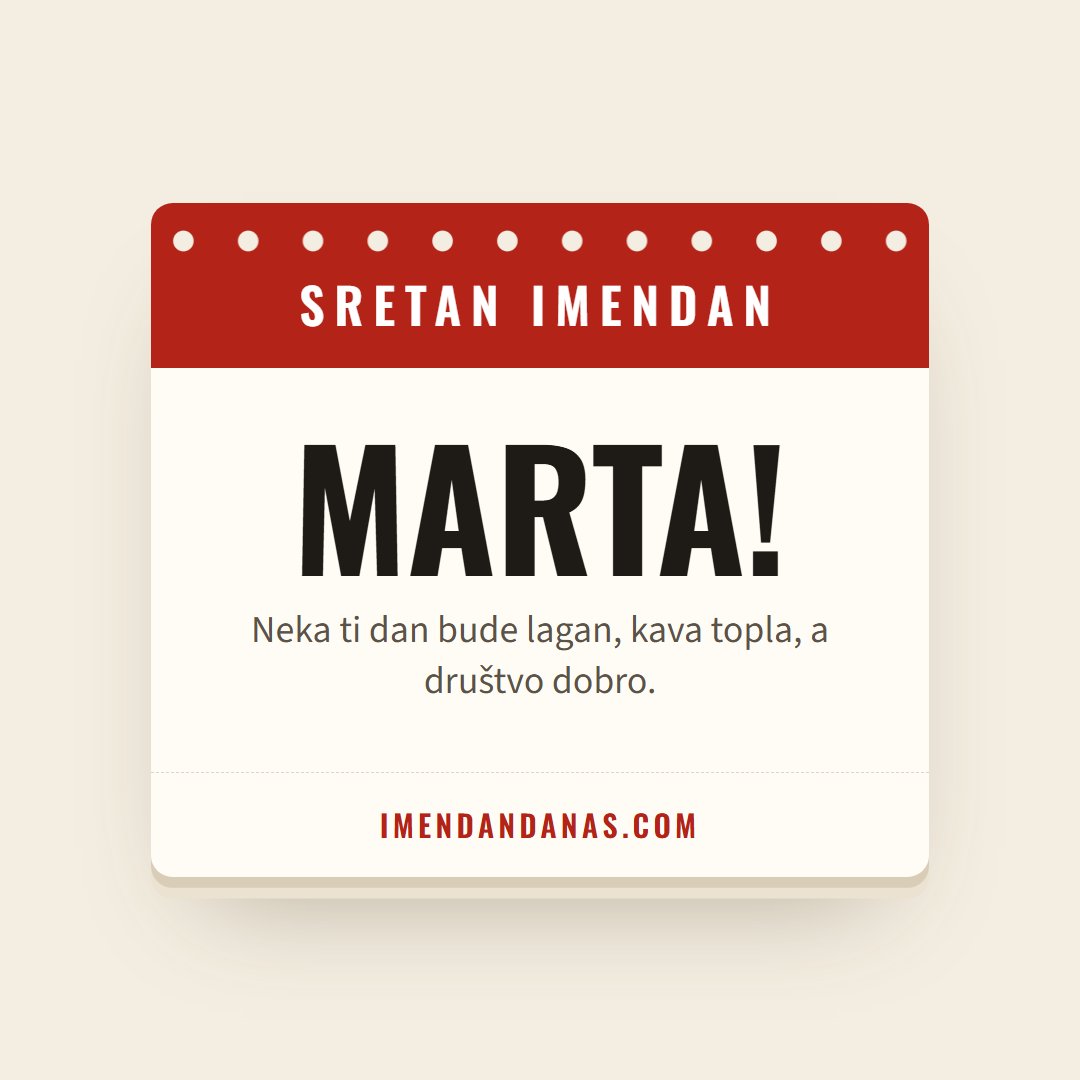 Čestitka: Sretan imendan, Marta!
