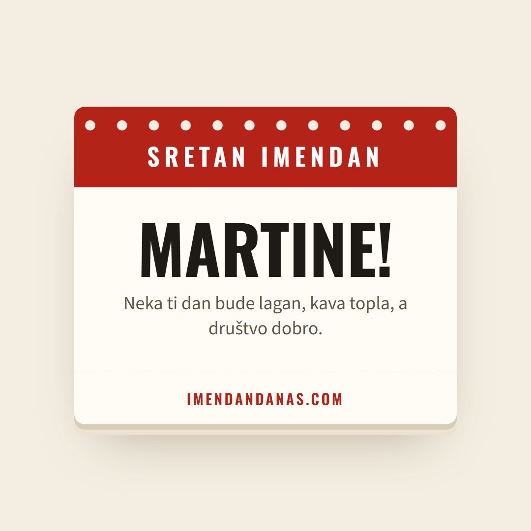 Čestitka: Sretan imendan, Martine!