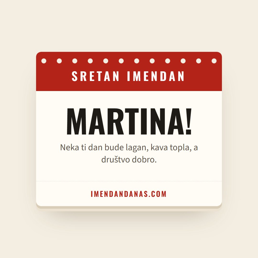 Čestitka: Sretan imendan, Martina!